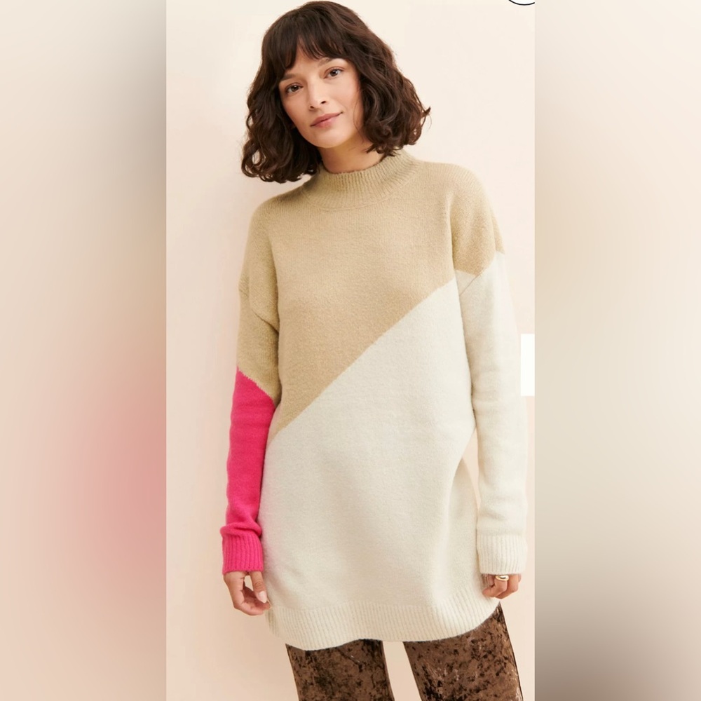 Anthropologie Oversized Color Block Sweater